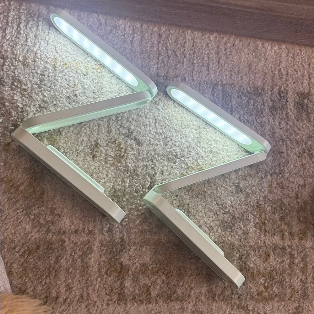NEW Set of 2 - Mint Green LED Desk Portable Lamp & Battery Operated Rechargeable